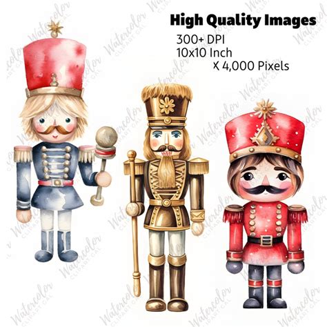 Watercolor Nutcracker Clipart Png Bundle Christmas Card Clipart Cute