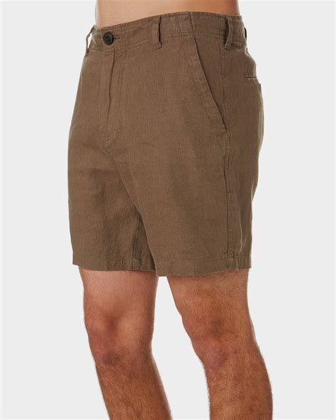 Academy Brand Marco Mens Linen Short Olive Surfstitch