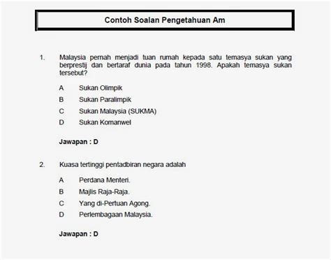 Contoh Soalan Peperiksaan Perkhidmatan Awam Perintah Am