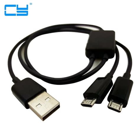 50cm 15ft Short Usb A Male To Dual Micro Usb Cable Data Charging Splitter Cable Usb To Micro