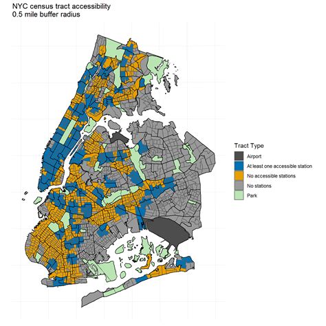 Nyc Census Tracts Within 05 Miles Of An Ada Accessible Subway Station In 2018 1536x1536 R