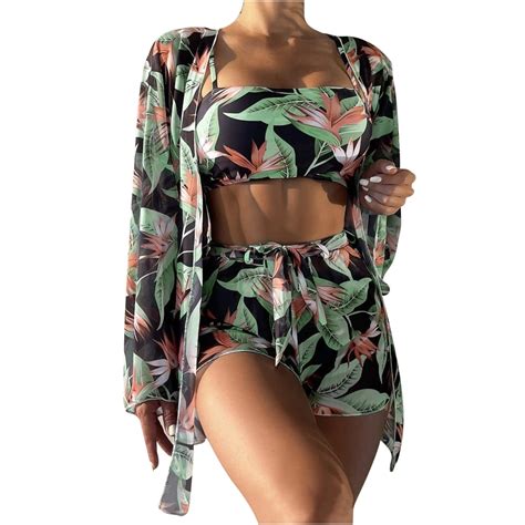 Qipopiq Bikinis For Women With Bikini Cover Up Open Front Ladies Flower