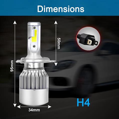 Buy C6 Series H7 H4 H1 LED Headlight Bulbs 360 Degree 6500K H1 Car