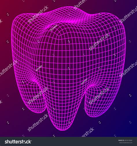 Tooth Wireframe Mesh Connection Structure Vector Stock Vector Royalty