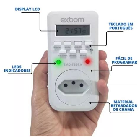 Timer Digital Em português Temporizador Tomada Lcd Programável Energia