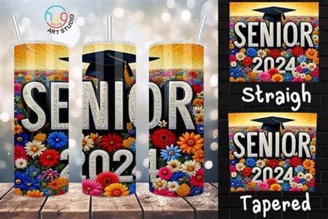 Senior 2024 Graduation Tumbler Floral Graphic By HugHang Art Studio