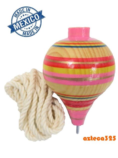 Mexican Classic Wooden Spininng Trompo Trompo De Madera Jugete Mexicano