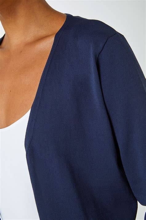 Cropped Knitted Shrug In Navy Roman Originals Uk