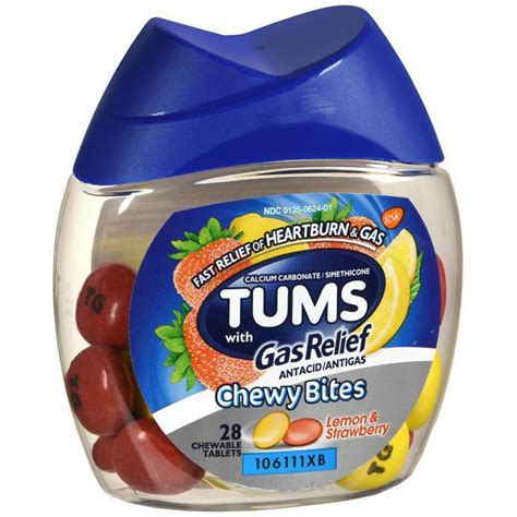 Tums Chewy Bites Antacid With Gas Relief Lemon And Strawberry 28 Ch