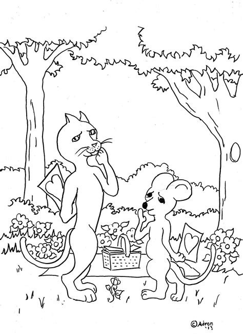 Coloring Pages For Kids By Mr Adron Valentine Love Cat And Mouse