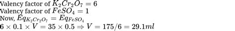 Volume Of M K Cr O Required To Oxidise Ml Of M Feso Solution Is