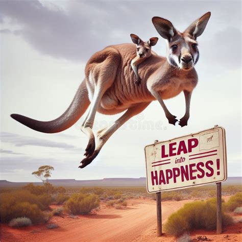 Kangaroo Jumping with the Kid, on the Banner of Leap into Happiness, Leap Day Celebrations, HD ...