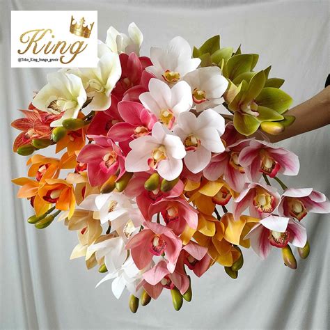 Jual Artificial Flower Cymbidium Real Touch Bunga Tanaman Palsu Anggrek