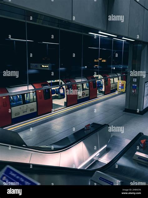 Tube Train Parked In Battersea Power Station Underground Station On The