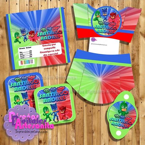 Kit Imprimible Pj Masks Heroes En Pijama Personalizado Pdf Bs 200