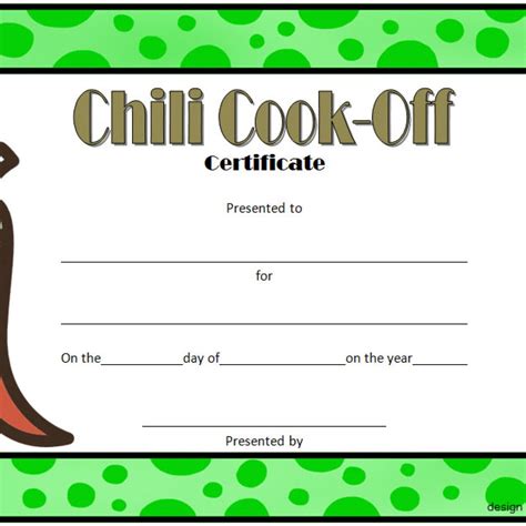 Chili Cook Off Certificate Template FREE (10+ Best Ideas)