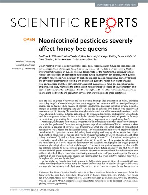 (PDF) Neonicotinoid pesticides severely affect honey bee queens