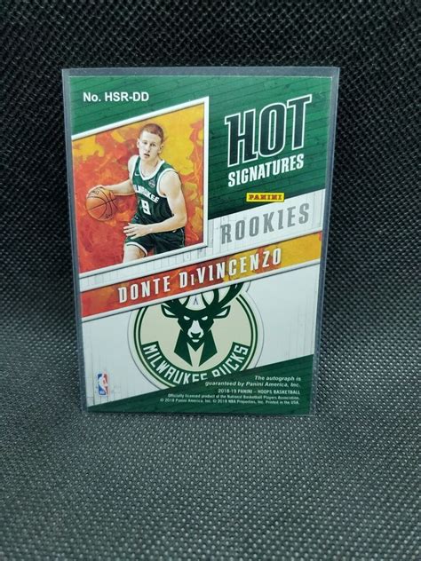 Donte Divincenzo Milwaukee Bucks Hot Signatures Rookies Nba Hoops No