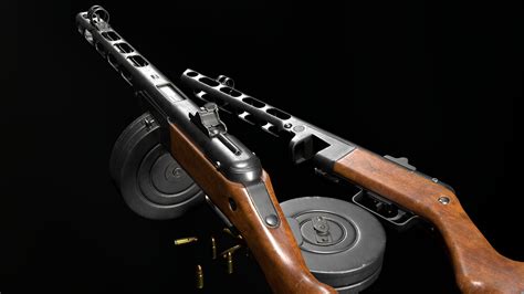 D Model Ppsh Submachine Gun Vr Ar Low Poly Cgtrader