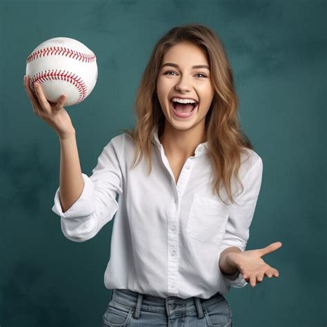 Premium Ai Image Photo Of Excited Sports Fan Girl Holding A Ball