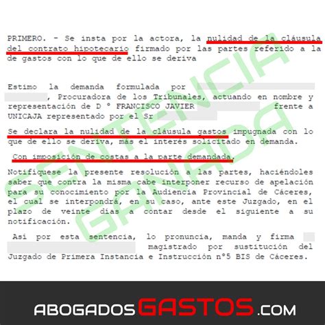 SENTENCIAS GANADAS Reclamar Gastos Hipoteca