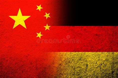 The National Flag of Germany with China National Flag. Grunge Background Stock Illustration ...