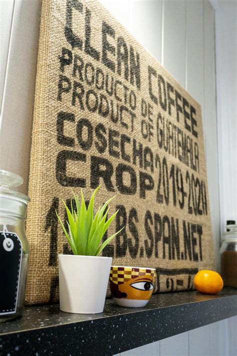 Coffee Wall Art For Kitchen Decor Framed Burlap Bag With Print Etsy