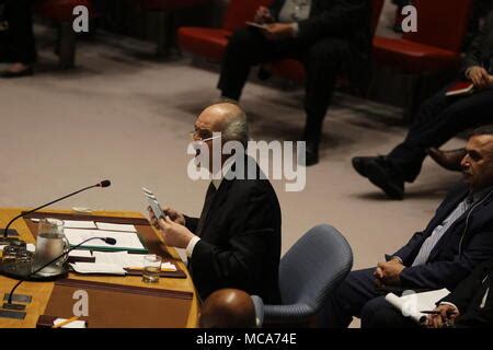 Syria United Nations Ambassador Bashar Jaafari Right Listen During A