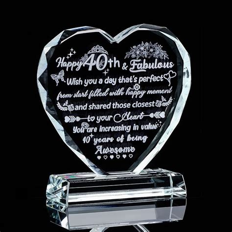 Movdyka Glass 40th Birthday Plaque Gifts For Women Men Happy 40th And