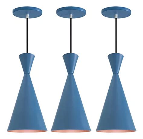 Iluminar Ambiente Kit Pendente Lustre Lumin Ria Canada Azul