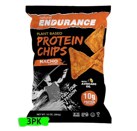 10oz Big Bag Nacho Flavored Protein Chips Natural Endurance