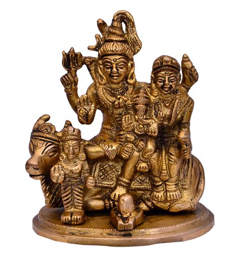 Buy Purpledip Brass Idol Lord Shiva With Parvati Ganesha Karthikeya