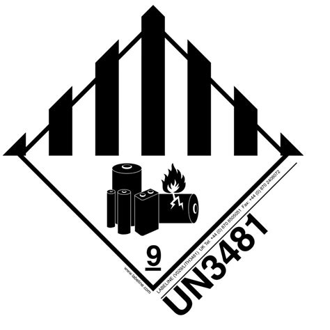 Class 9A Lithium Battery Label UN3481 Dangerous Goods Labels