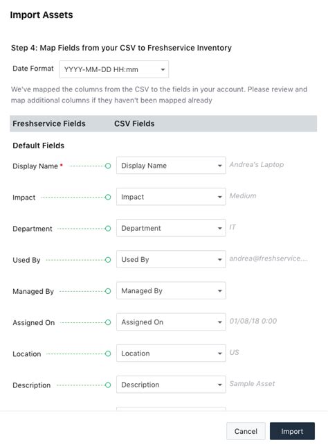 Importing Assets Freshservice