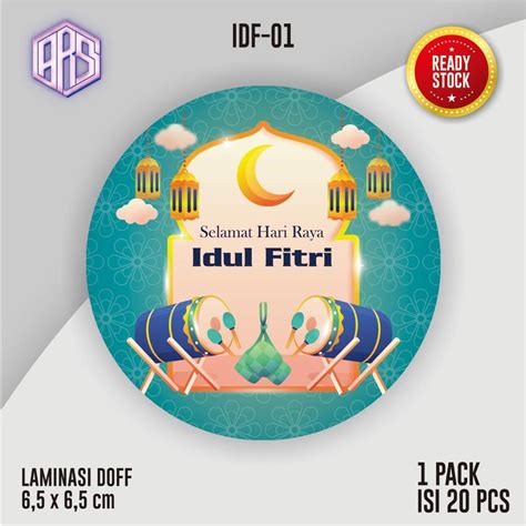 Jual 20PCS Sticker Bulat Idul Fitri Sticker Lebaran Ramadan Cookies