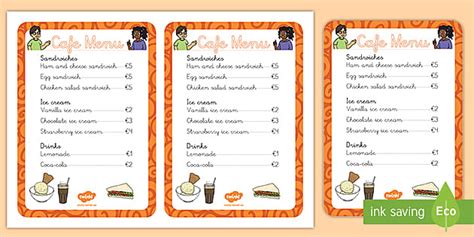 Cafe Role Play Menu Teacher Made Twinkl