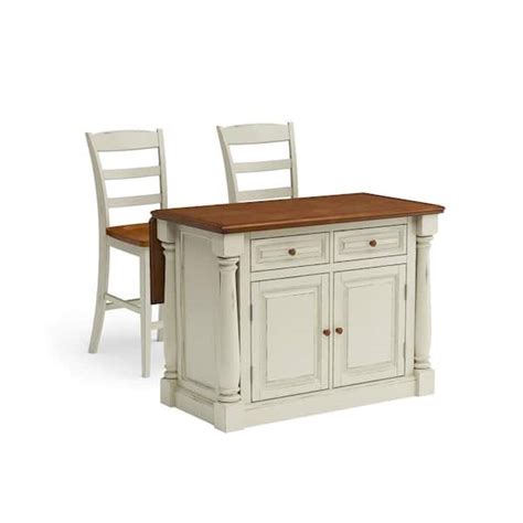 Homestyles Monarch White Kitchen Island With Seating The