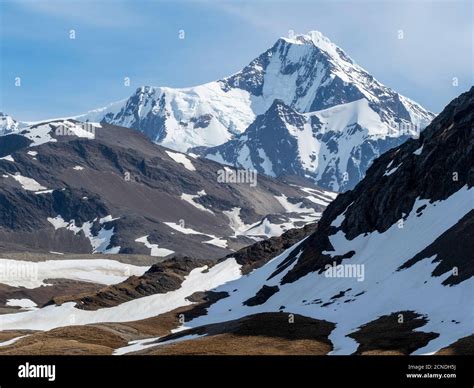 Snow-covered mountains in East Cumberland Bay, South Georgia, Polar ...