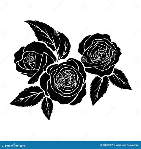 Rosas Negras Ejemplo Tatuaje En El Fondo Blanco Vector Ilustraci N