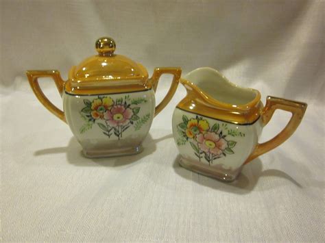 Vintage Lustreware Sugar And Creamer Made In Japan Hand Etsy Hand