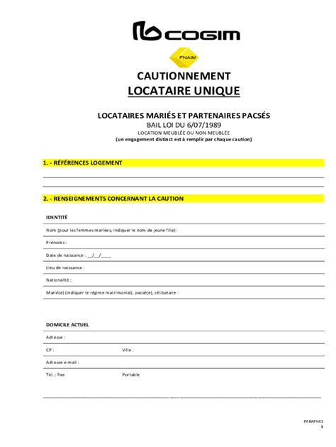 Fillable Online Locataire Unique Fax Email Print Pdffiller