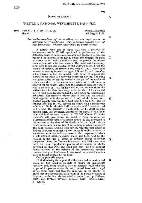 Nestle V Nat West Cases 1260 [court Op Appeal] A N E S T L E V N A T I O N A L W E S T M I