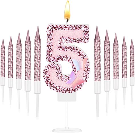 Ggb Large Pink Glitter Happy Birthday Candles Girls Number