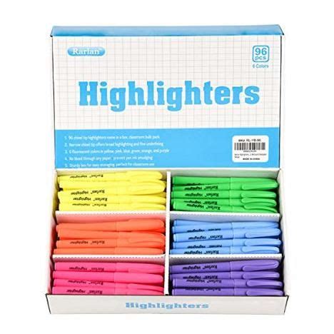 Rl Yb Rarlan Highlighters Chisel Tip Assorted Fluorescent