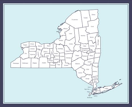 New York Counties Map Printable Stock Illustration - Download Image Now ...