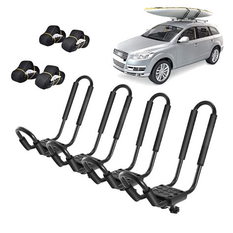 Buy 2 Pairs Kayak Roof Rack J Bar Rack Sets With 4 Tie Down Cam Straps Car Rack Double Kayak