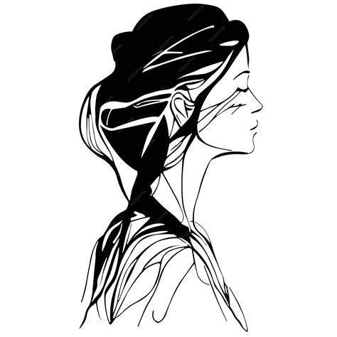 Premium Vector A Drawing Of A Woman With A Long Hair Tied Up With A