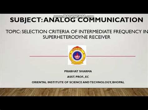 Analog Communication Selection Criteria Of Intermediate Frequency In