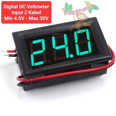 Jual Voltmeter DC 4 5V 30V 2 Kabel Dengan Frame Volt Meter Hijau Di