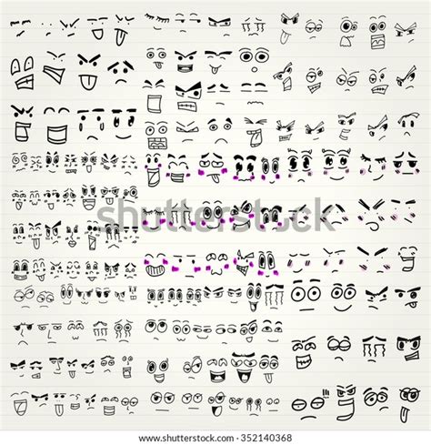 Hand Drawn Emoticon Set Stock Vector Royalty Free